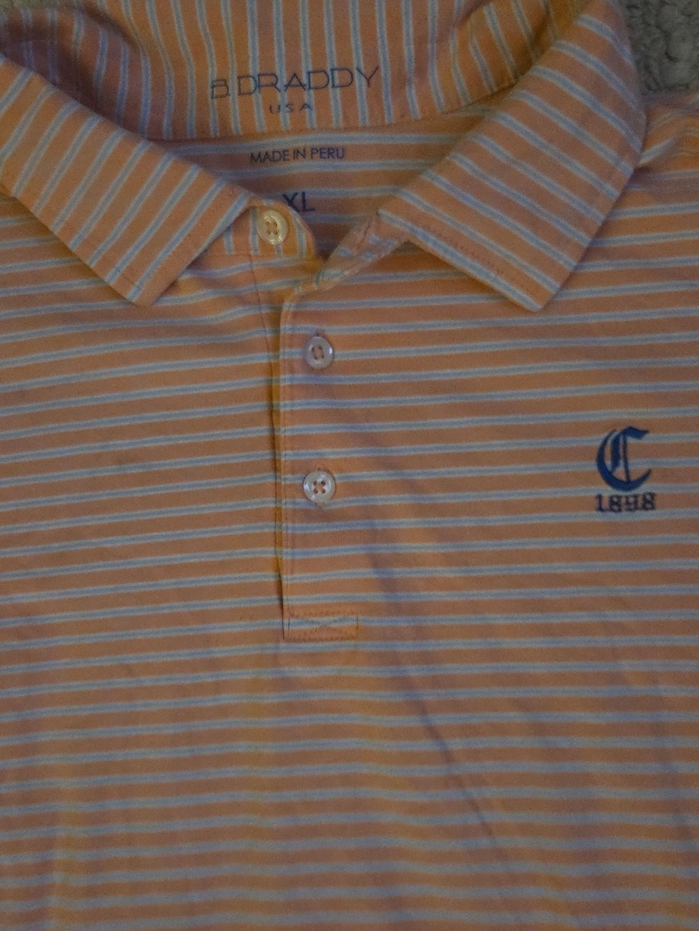 B. Draddy Cape Fear Country Club 1898 Stripe Performance Golf Polo XL